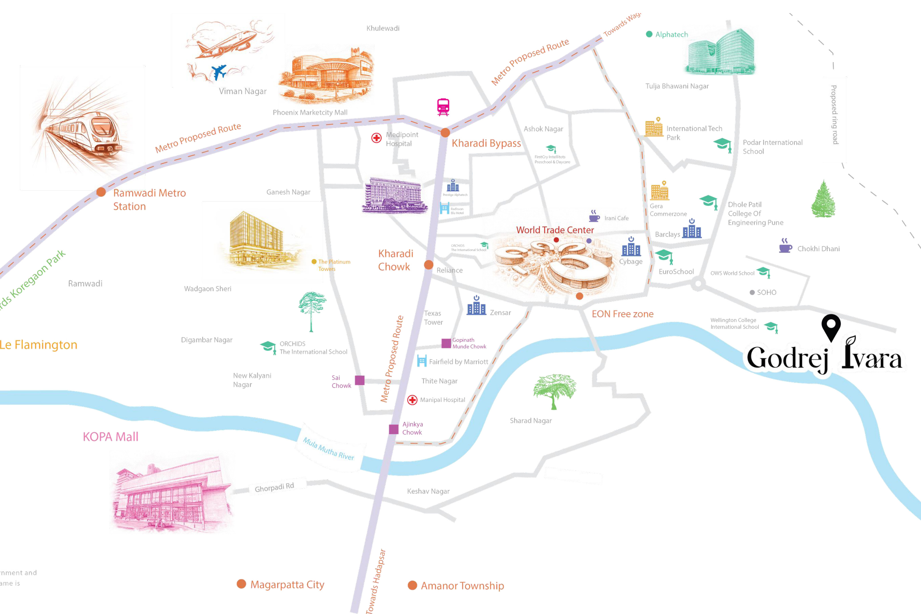 Godrej Ivara Kharadi Pune Location Map